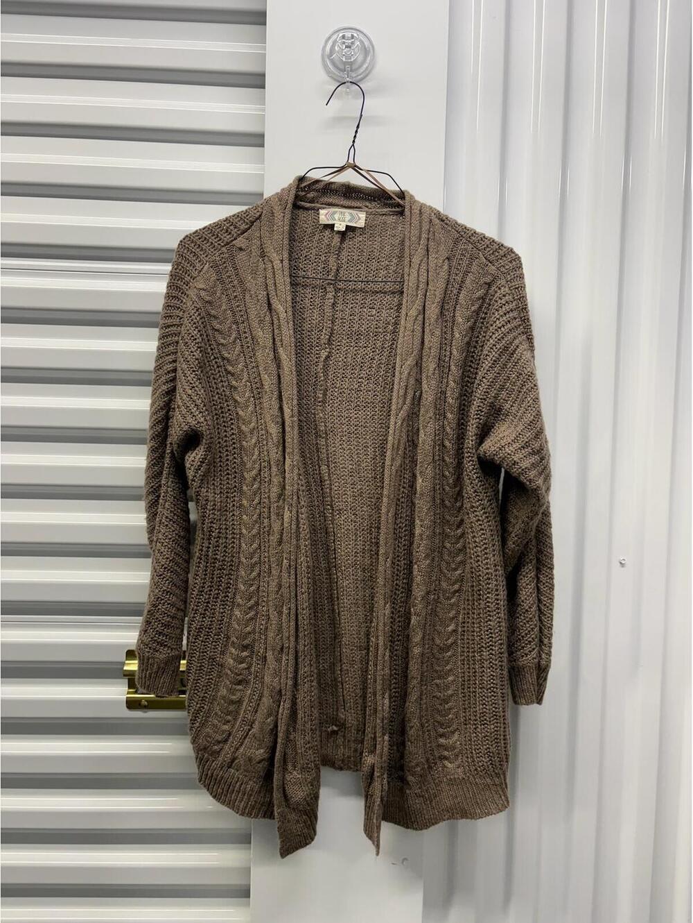 Pink Rose Women’s Medium Pink Rose Brown Cardigan Sweater Knit